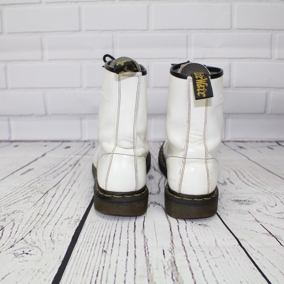Dr. Martens White Air Wave Moto Combat Boots 11 - Picture 5 of 8